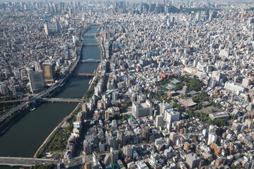 TOKYO - SEPT. 2017: Aerial view of population density in Tokyo prefecture Sept. 2017.