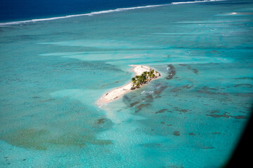 MICRONESIA - DEC. 2022: Aerial view of atoll of Micronesia, Dec. 2022.