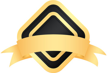 Black and Gold Badge with Ribbon
