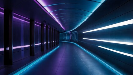 Futuristic, neon-lit tunnel with a modern and elegant design.