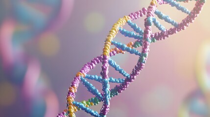 Colorful 3D Rendered DNA Double Helix Model