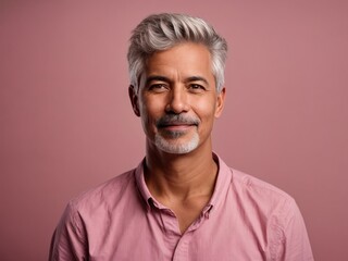 Obraz premium gray hair man in pink shirt