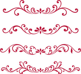 Set of decorative divider elements. Border florish collection. 