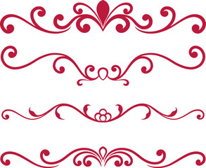 Set of decorative divider elements. Border florish collection. 