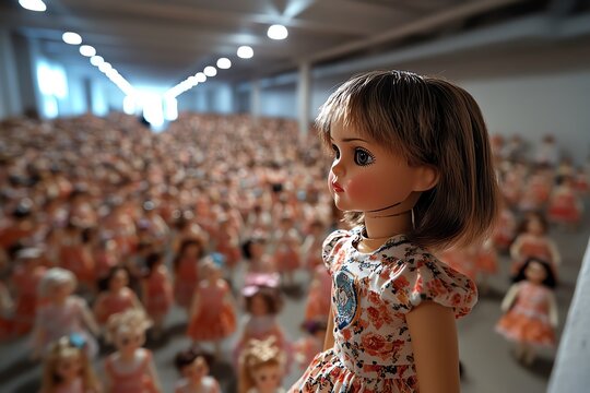 A room full of dolls, all facing the corner, except for one that's turned to face you as you enter