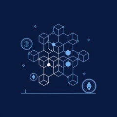 Cryptocurrency Trading Concept: Blockchain and Digital Currency Minimalist Illustration