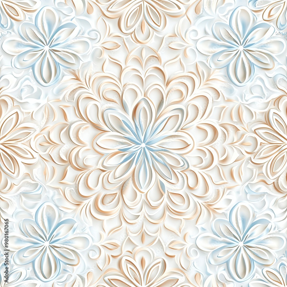 Poster elegant floral pattern with soft colors, creating a serene atmosphere perfect for backgrounds and in