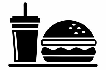 
Fast Food icon vector, burger and drink silhouette
