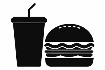 


Burger and drink icon, hamburger and soda silhouette vector
