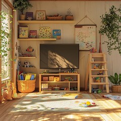 Starting school interior with shelf.