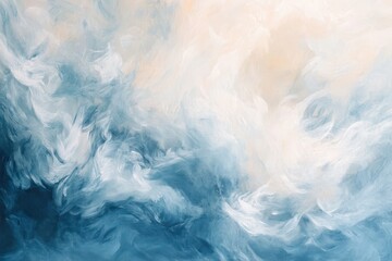 Obraz premium Abstract Painting with Blue and White Swirls