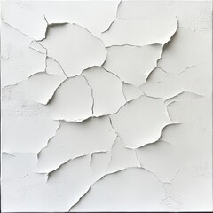 Textured white wall with cracks, showcasing a unique design and pattern for artistic inspiration or renovation concepts.