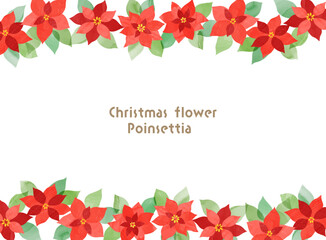 クリスマスフラワー、ポインセチアのフレームイラスト素材