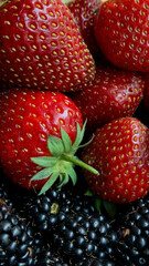 Close-up of Fresh Strawberries and Blackberries