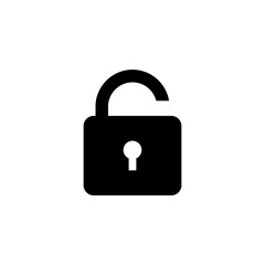 unlock, padlock solid icon design concept