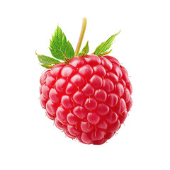 Fresh raspberry with vibrant red color and green leaves, perfect for smoothies, desserts, and healthy snacks.