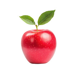Fresh, vibrant red apple with green leaves, symbolizing health and nature. Perfect for food and lifestyle imagery.