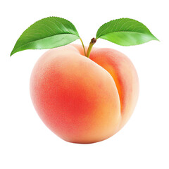 Fresh and juicy peach with vibrant colors and green leaves, perfect for culinary and health-related imagery. © Korpchai
