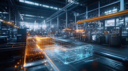 Fototapeta premium An innovative depiction of a smart factory with futuristic elements.
