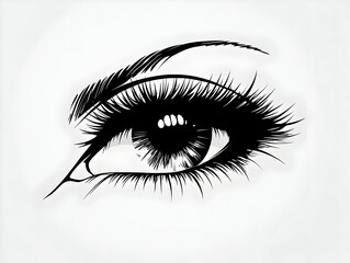 Fototapeta premium Detailed illustration of an elegant eye with striking eyelashes and a captivating gaze, perfect for beauty and art themes.