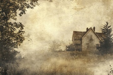 Abandoned House in a Field with Trees