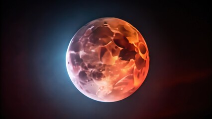 A Full Red Moon in the Night Sky