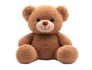 A brown teddy bear sits on a clean white background, showcasing its soft fur and charming expression.
