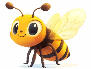 A cheerful cartoon bee with big eyes and vibrant wings, perfect for children's themes and nature illustrations.