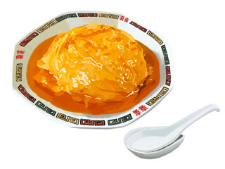 天津飯（雷紋皿レンゲ付き）グリンピースなし