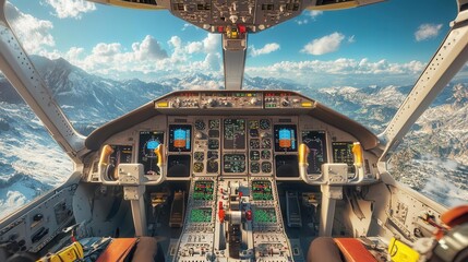 A pair of pilots practicing emergency landings together in a flight simulator