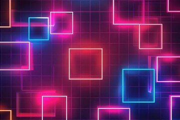 Vibrant neon squares against a dark background, creating a futuristic digital abstract design for creative projects.