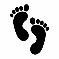 
footprint icon, classic barefoot footprints left and right
