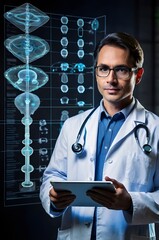Doctor Analyzing X-Ray on Digital Screen in a Modern Healthcare Setting
