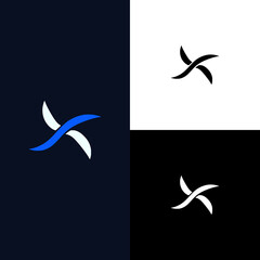 letter X AI company startup logo vector illustration template design