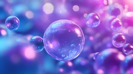 A Large Iridescent Bubble Floating Over a Blurry Background of Blue and Purple