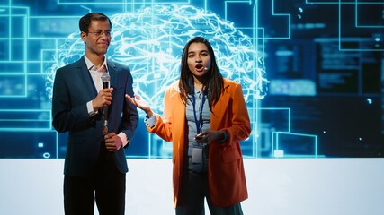 Presenter and specialist guest talking at AI summit bringing together tech startups professionals,...