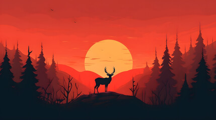 Reindeer in nature Illustration Vector