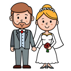 Fototapeta premium Marriage couple with man and woman bride and groom