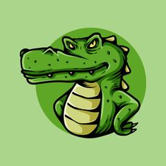 Vintage style colored hand draw of angry alligator crocodile isolated design vector