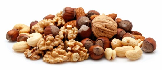 Obraz premium Pile Of Nuts On A White Background