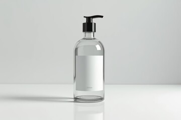 Clear Glass Soap Dispenser Mockup: Minimalist Bathroom Product Presentation for Eco-Friendly Brands