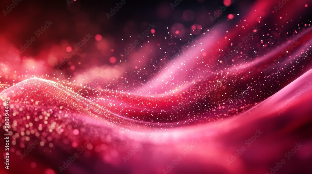 Aufkleber vibrant red swirls flow gracefully across a dark background, sparkling with glimmers of light. this 