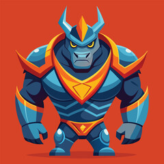Rhino superhero, Steel Rhino: Guardian of the Wilderness, isolated on dynamic and vibrant vector illustration