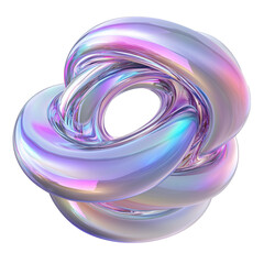 Futuristic iridescent abstract shape: 3d render of holographic torus with vibrant colors