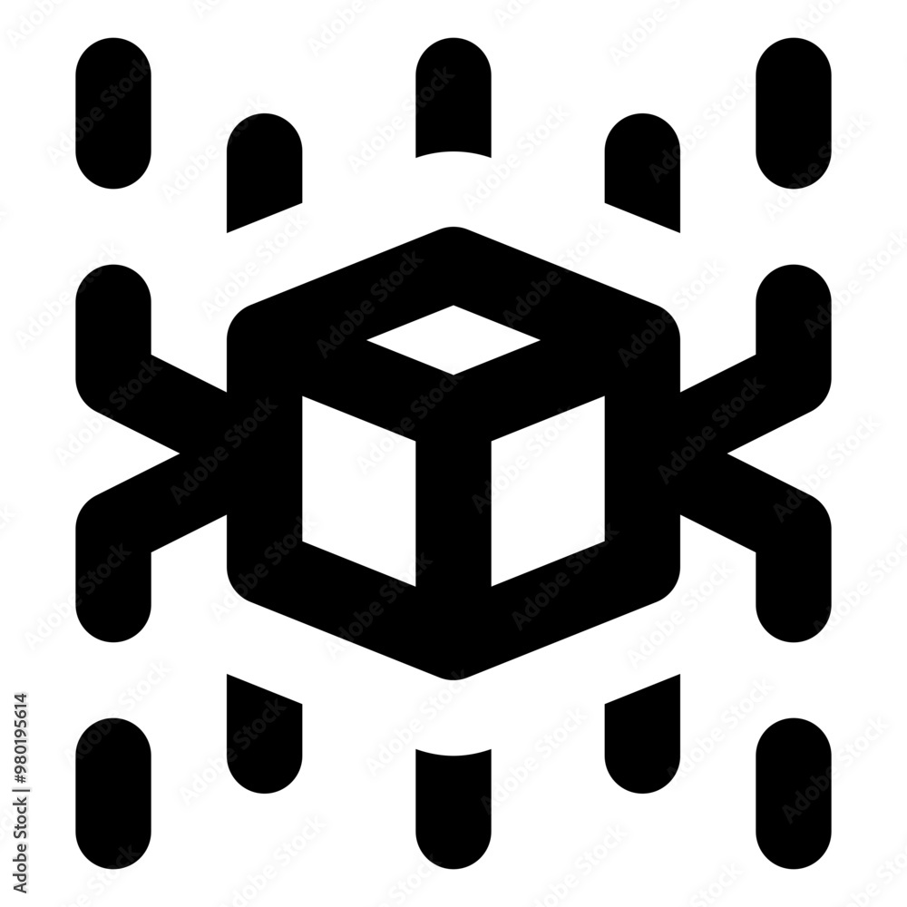 Aufkleber blockchain connection icon in solid style. simple cube symbol vector illustration — pixel-perfect ic