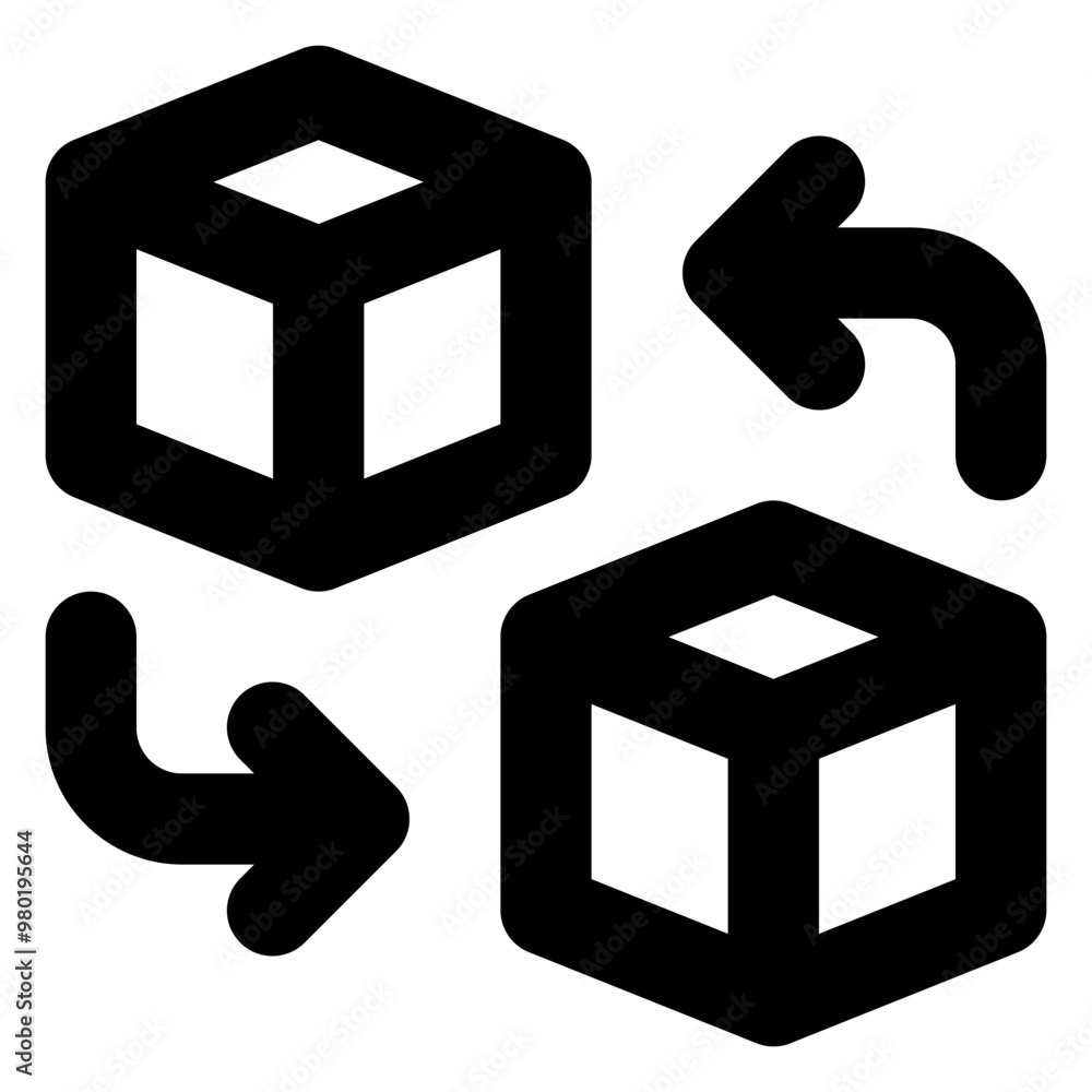 Poster blocks transaction icon in glyph style. simple blockchain symbol vector illustration — pixel-perfect
