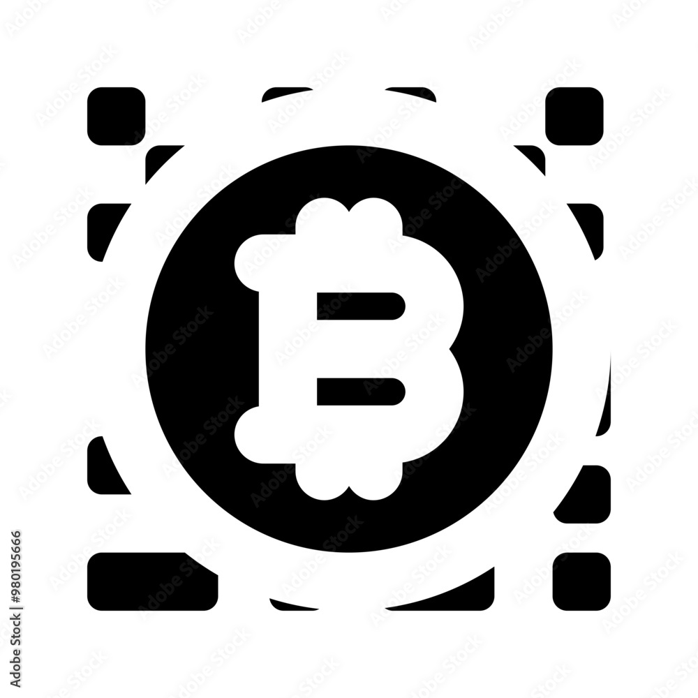 Aufkleber bitcoin qr code icon in glyph style. simple blockchain symbol vector illustration — pixel-perfect ic