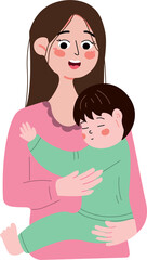 Happy mother with baby in sling