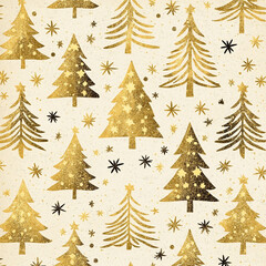 Obraz premium Christmas Tree Gold Glitter Seamless Digital Paper