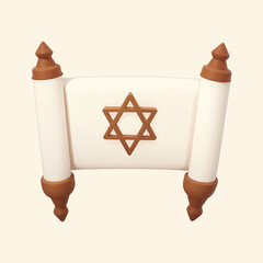 Hanukkah Scroll With Star of David Symbol Icon Cartoon Illustration